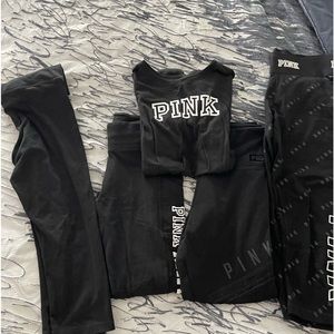 Pink bundle : 2 leggings 2 capris and a T-shirt all size medium